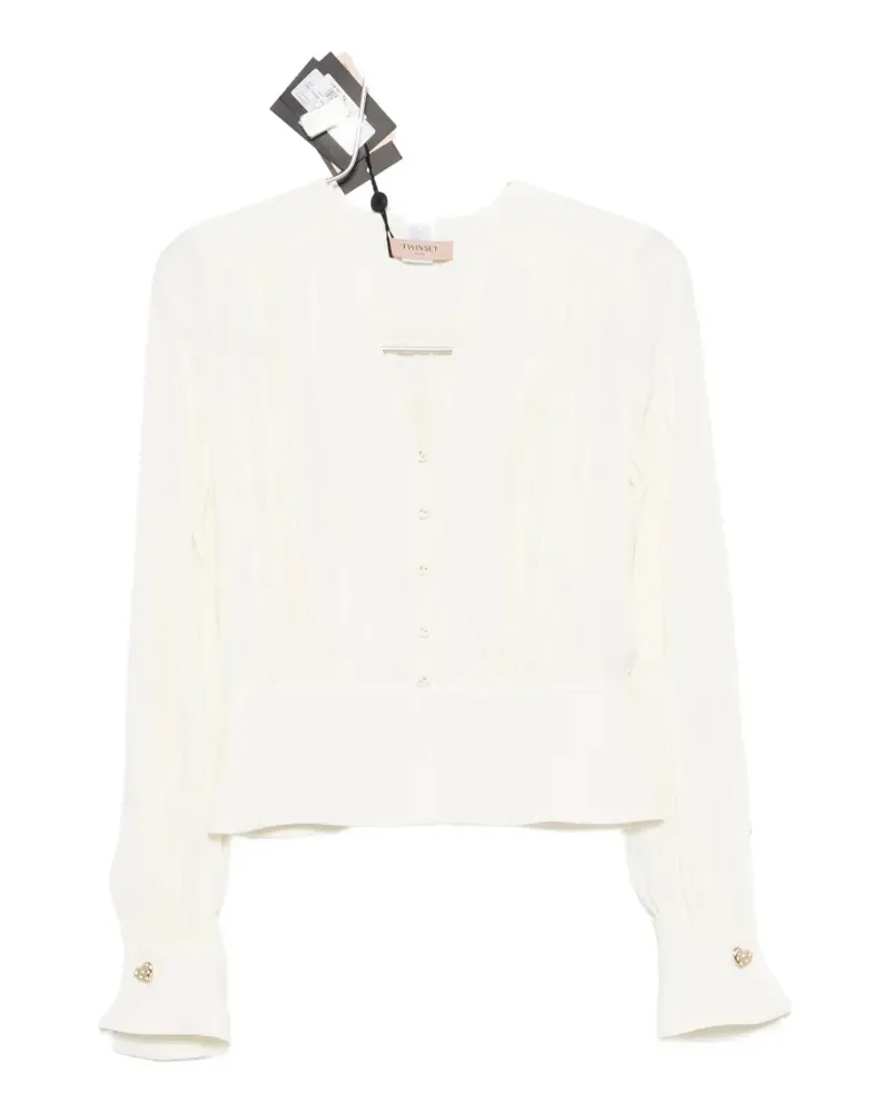 Twin-Set pleated peplum-waist shirt - Weiß Weiß
