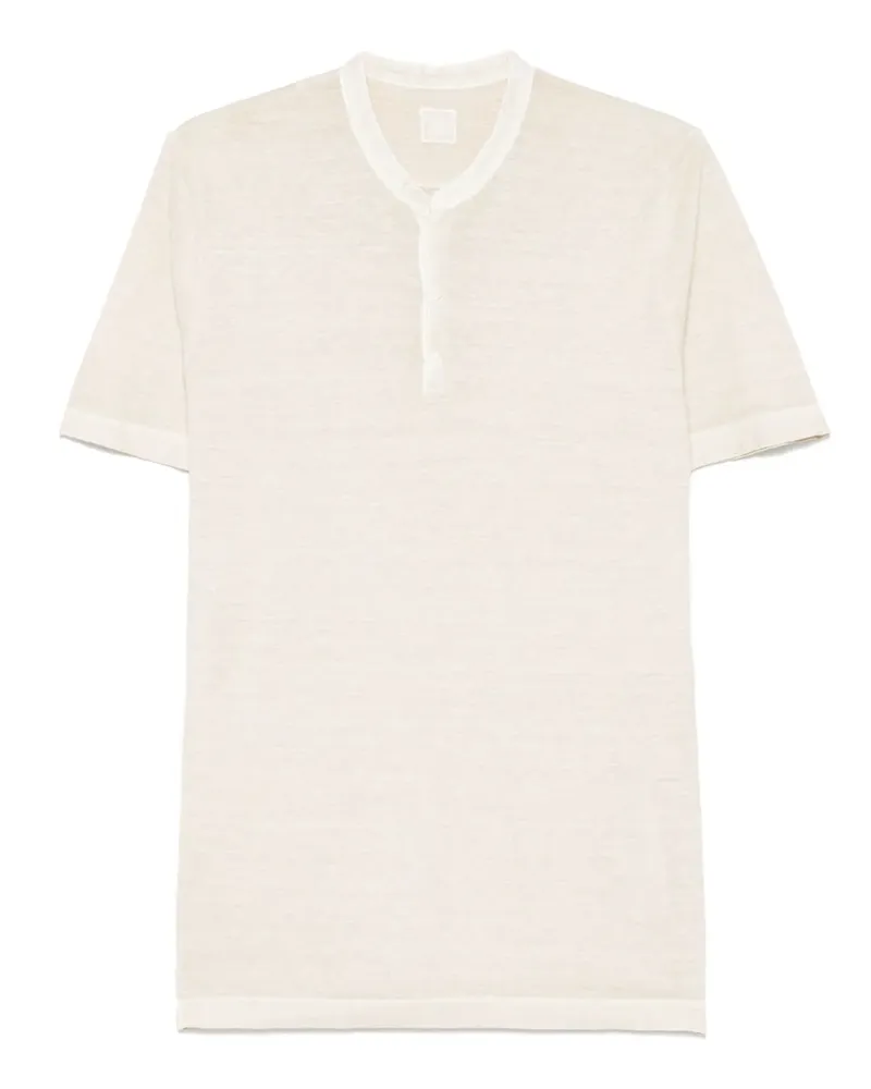 120% Lino Meliertes Henley-T-Shirt - Nude Nude