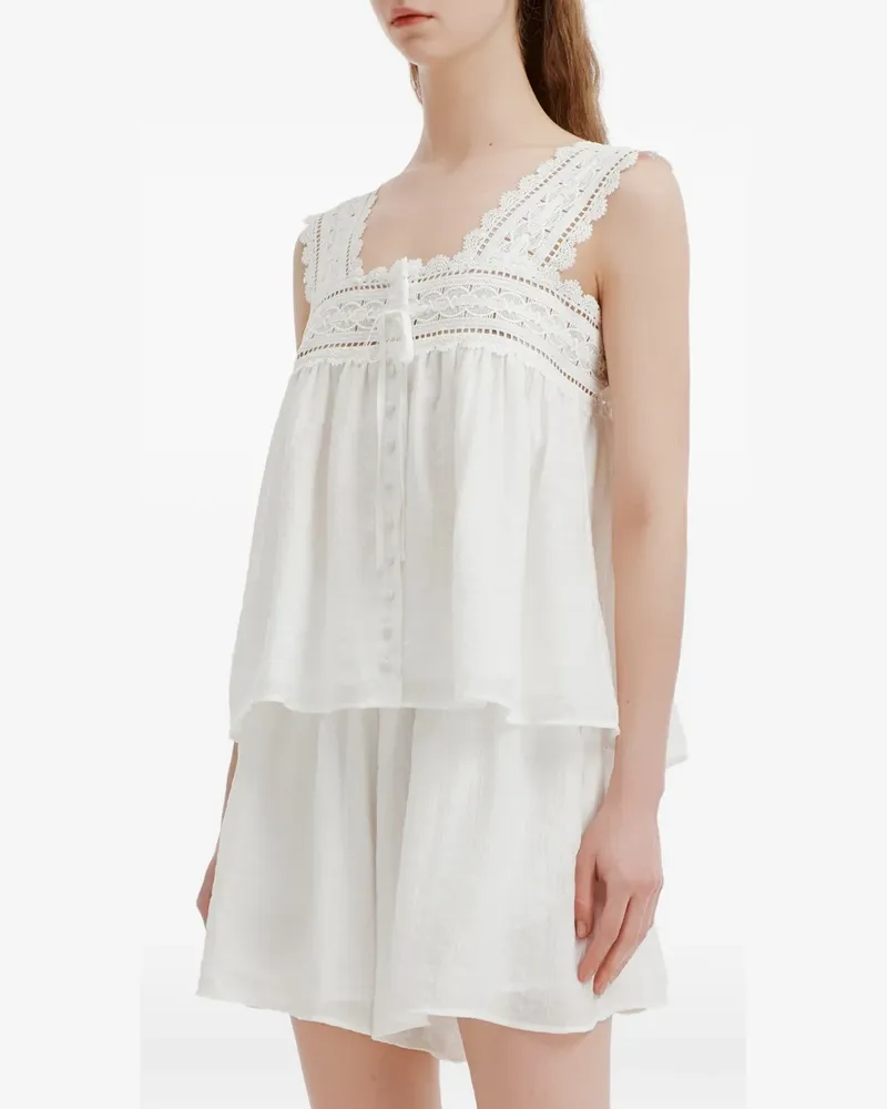 b+ab Jumpsuit mit Spitzenbesatz - Weiß Weiß