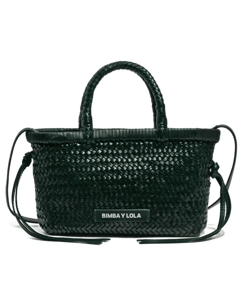 BIMBA Y LOLA Kleiner Tote Bag mit gewebtem Lederhenkel - Grün Grün