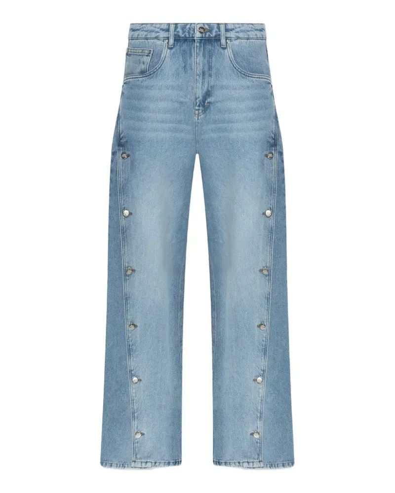 Gestuz x Barbie button-detail embroidered jeans - Blau Blau