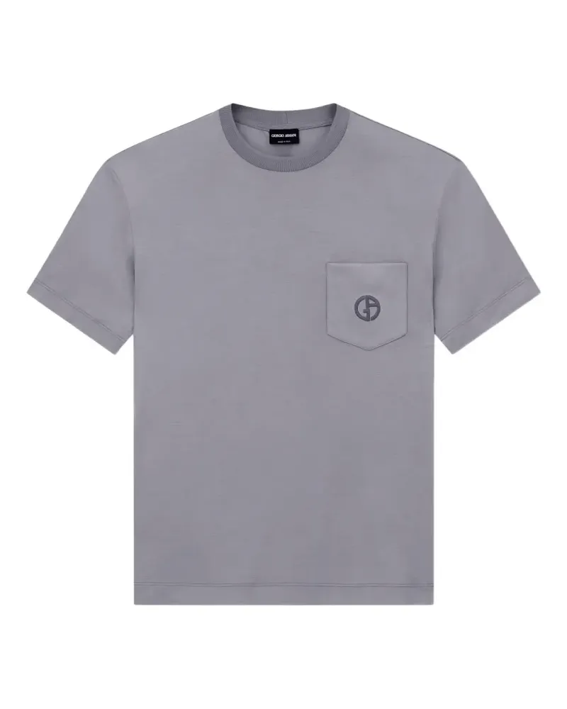 Giorgio Armani Besticktes T-Shirt mit Brusttasche - Grau Grau