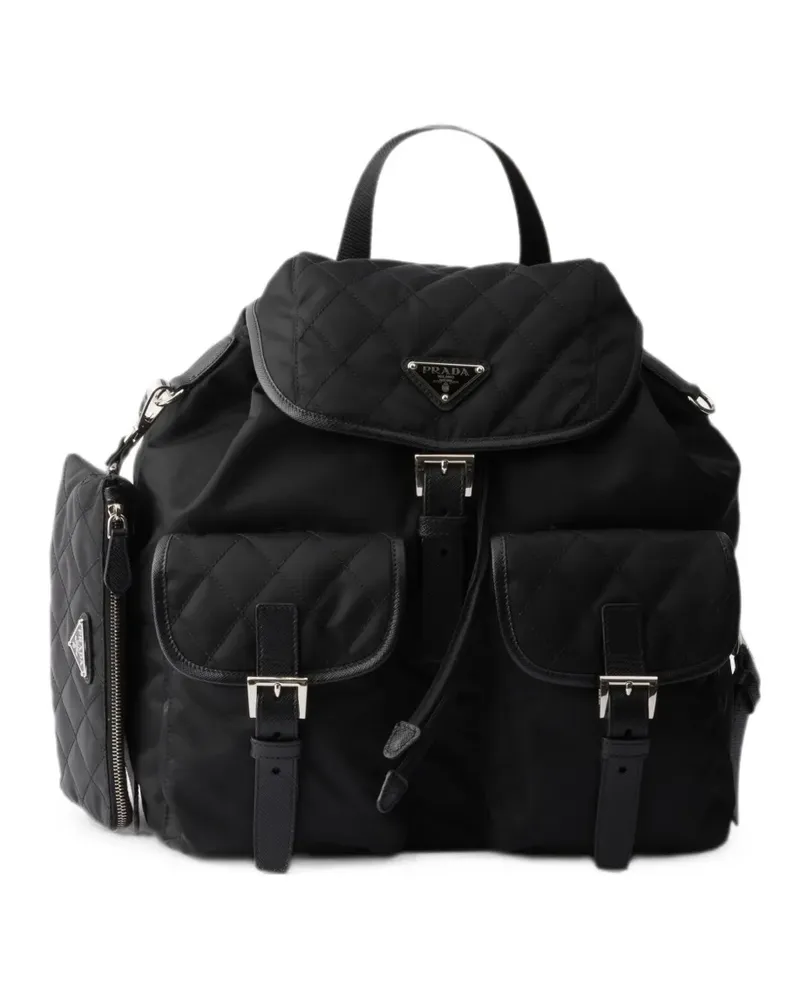 Prada medium quilted Re-Nylon backpack with Saffiano leather trim - Schwarz Schwarz