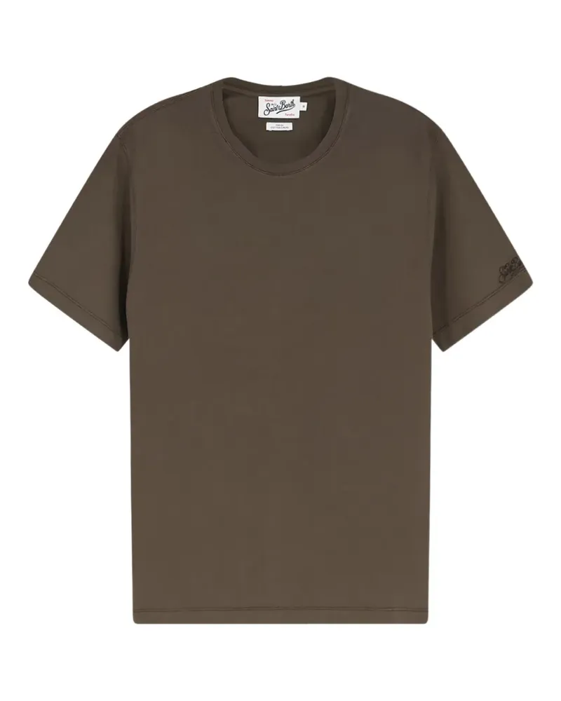 MC2 Saint Barth logo-embroidered cotton-crepe t-shirt - Braun Braun