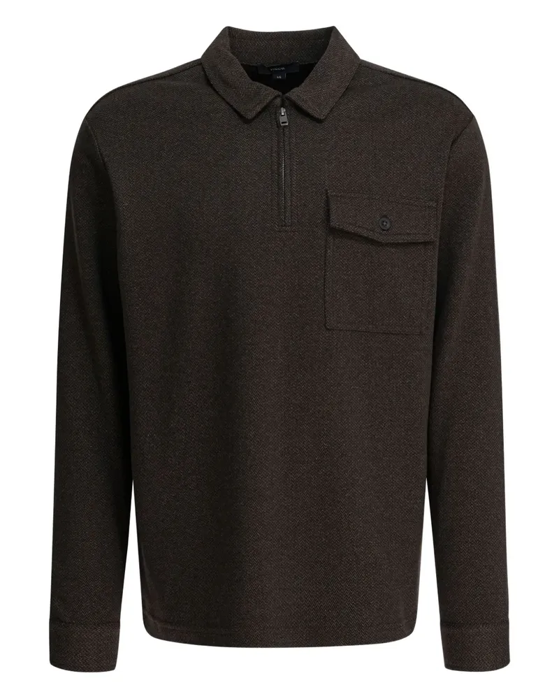 Vince herringbone zipped pocket polo shirt - Braun Braun