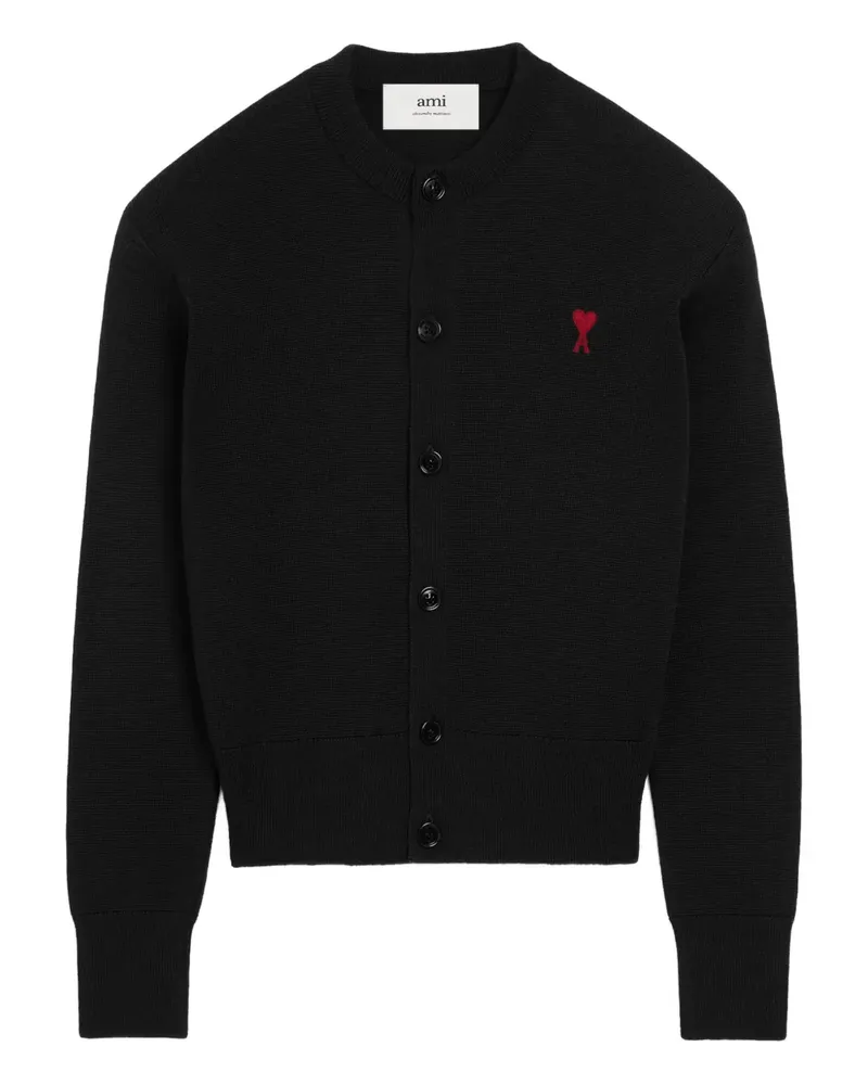 AMI Paris Cardigan mit Herzstickerei - Schwarz Schwarz