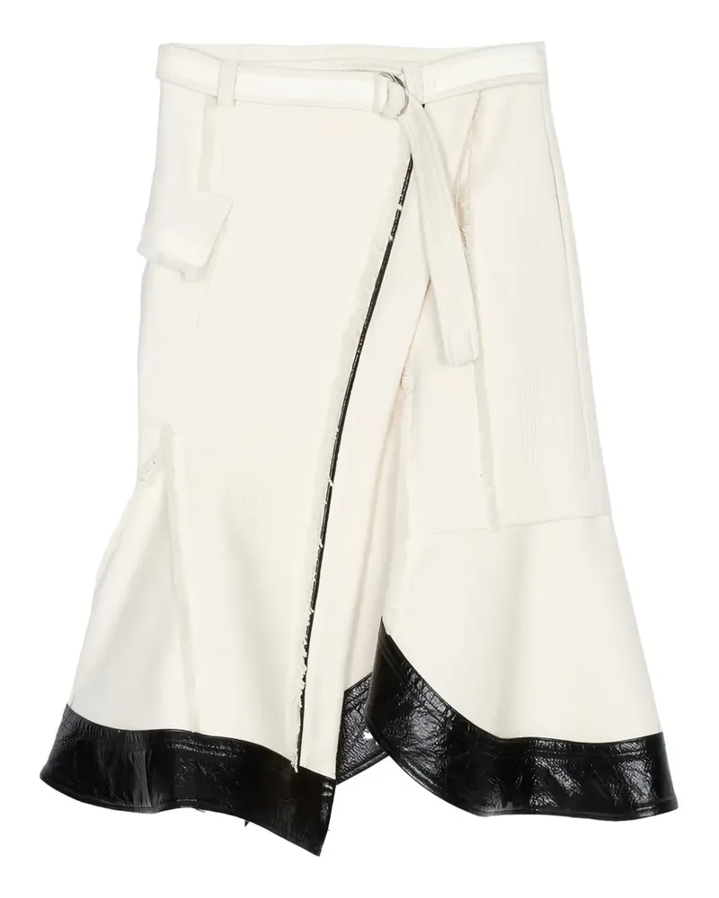 3.1 phillip lim faux-leather panel tweed skirt - Nude Nude