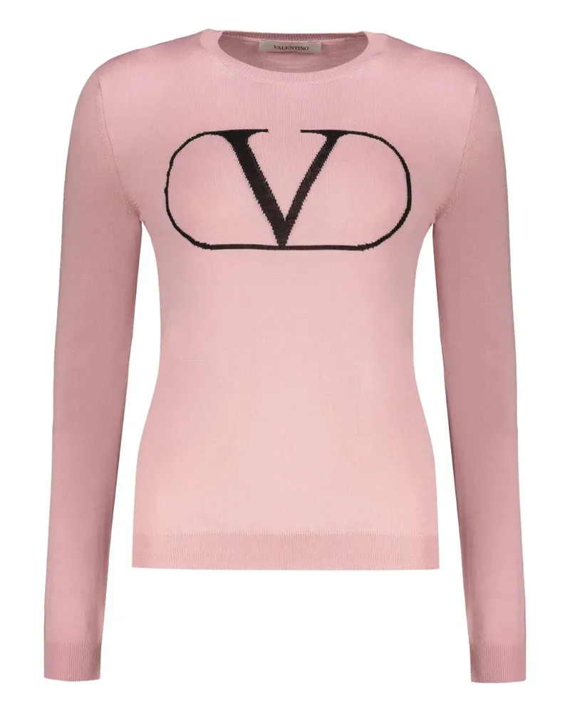 Valentino Garavani logo-detail crew-neck sweater - Rosa Rosa