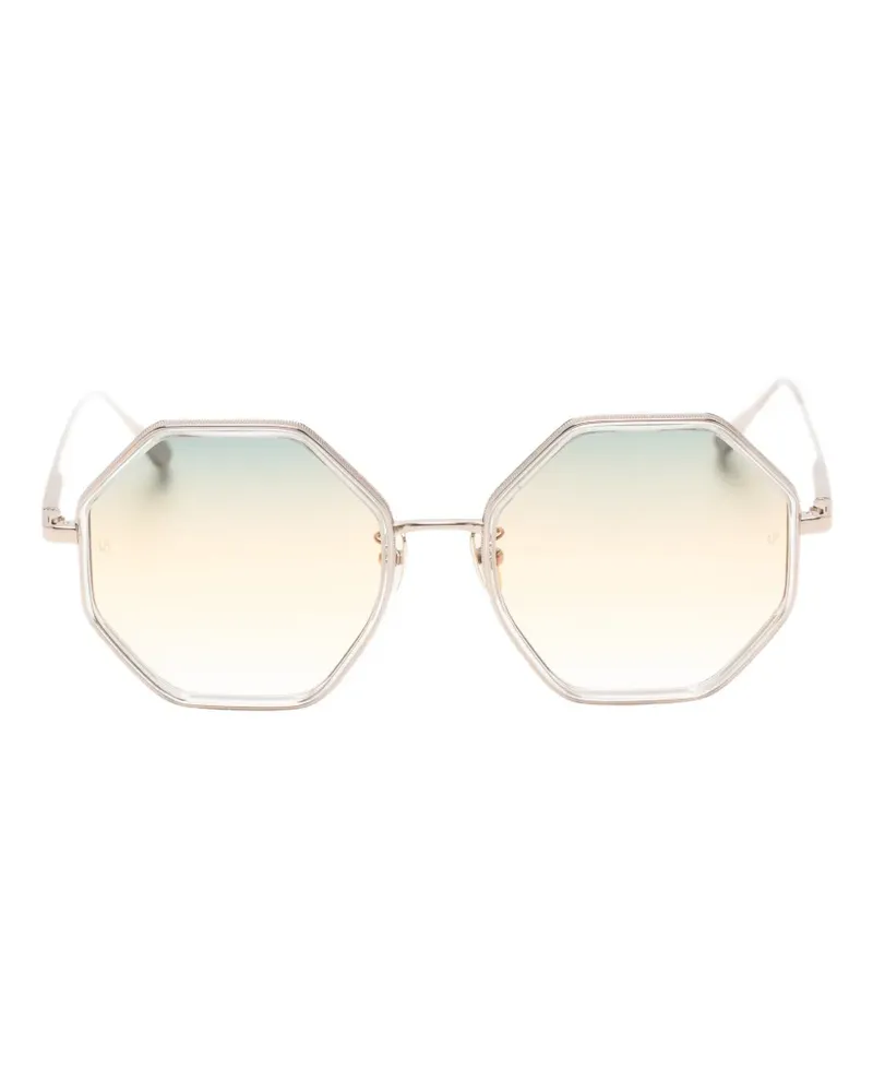 Linda Farrow Coraline Sonnenbrille mit geometrischem Gestell - Gold Gold