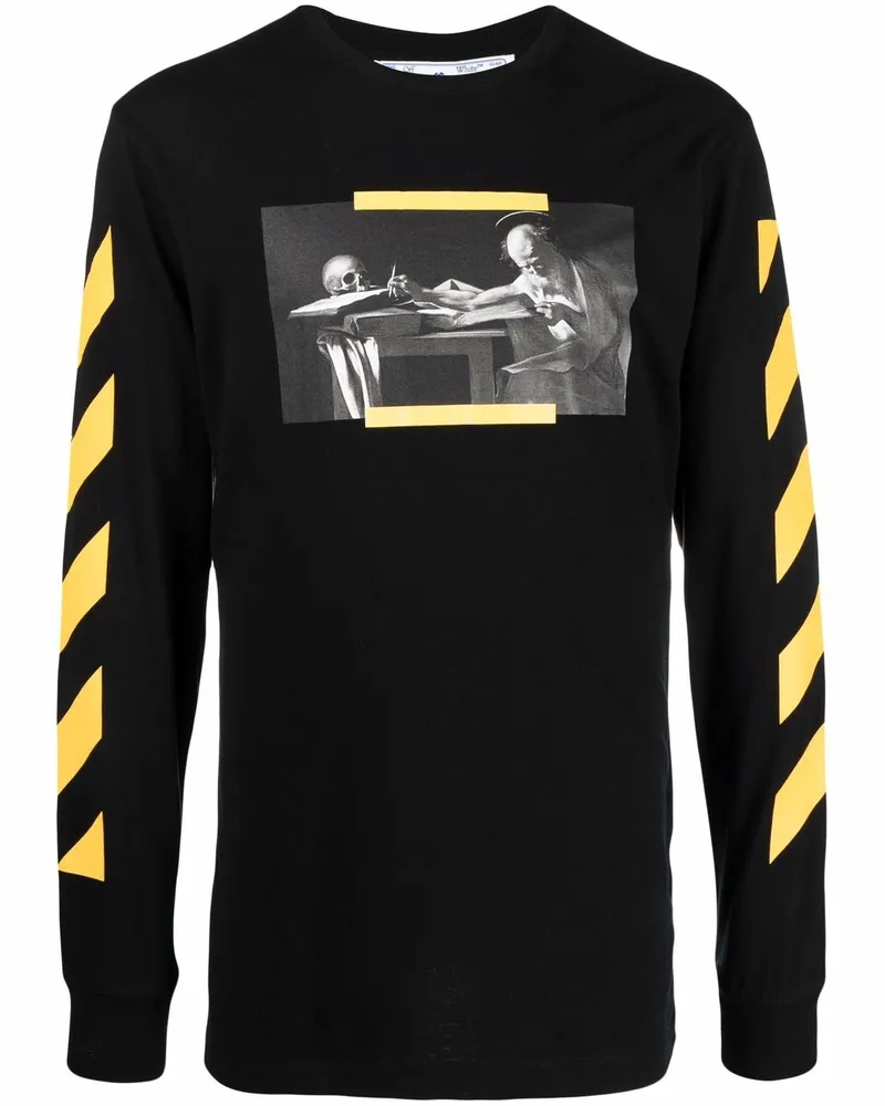 OFF-WHITE Sweatshirt mit Caravaggio-Print - Schwarz Schwarz