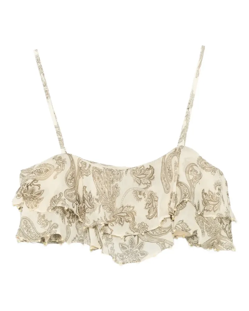 Hemant & Nandita Dani paisley-print ruffled top - Nude Nude