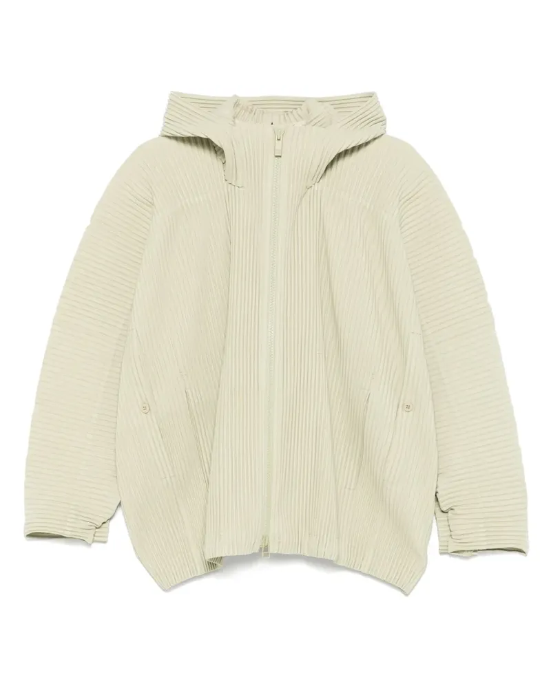 Issey Miyake Plissierte Kapuzenjacke - Grün Grün