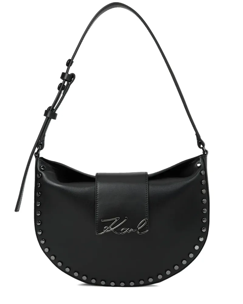Karl Lagerfeld K/Signature Schultertasche mit Nieten - Schwarz Schwarz