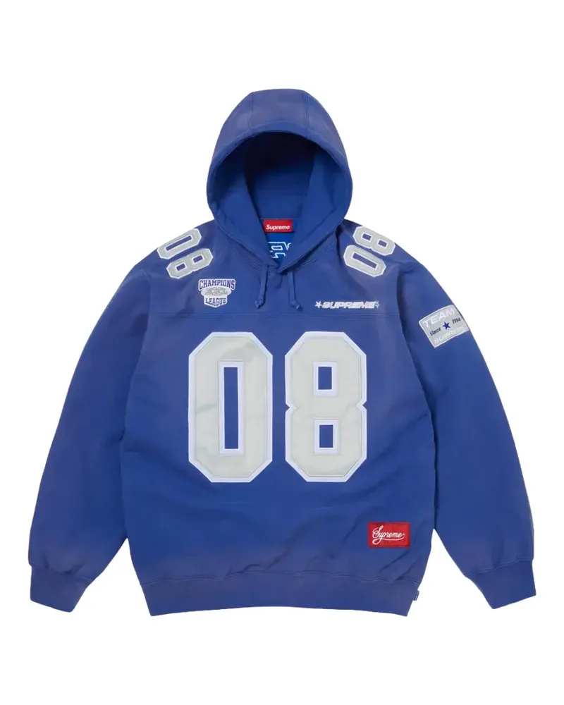 Supreme Being logo-patch jersey hoodie - Blau Blau