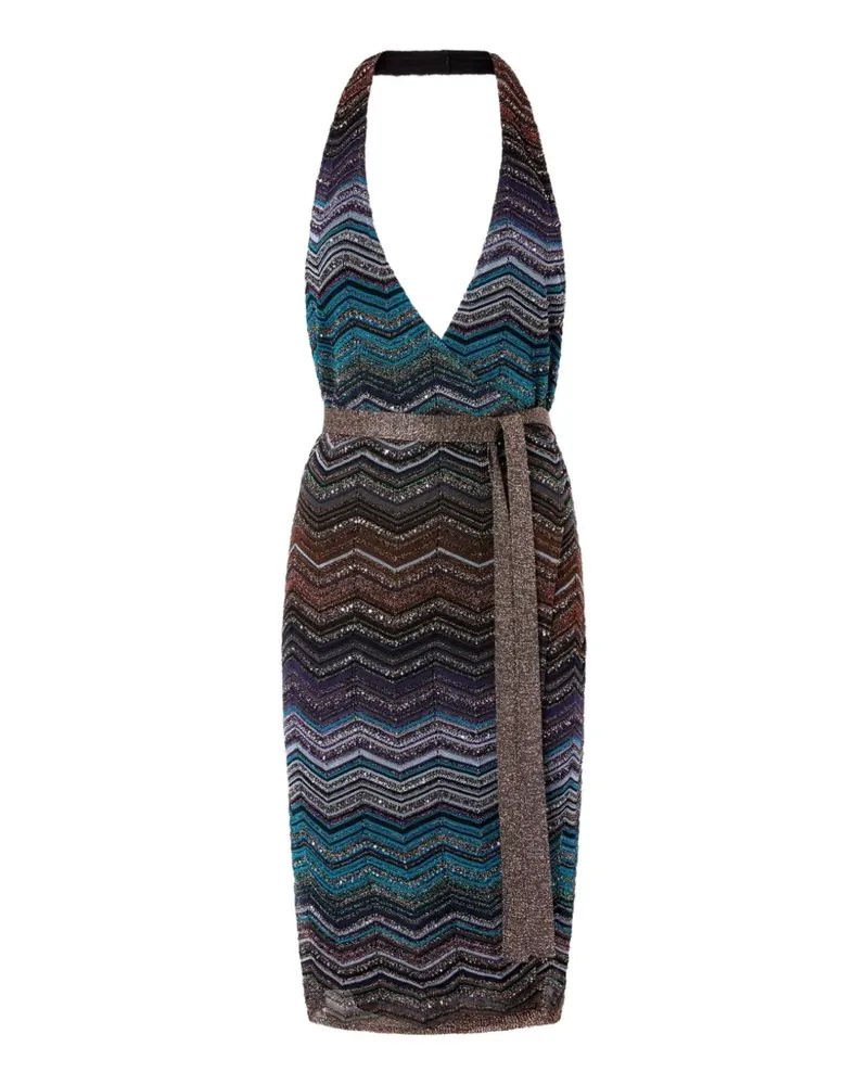Missoni Neckholder-Midikleid mit Zickzackmuster - Blau Blau