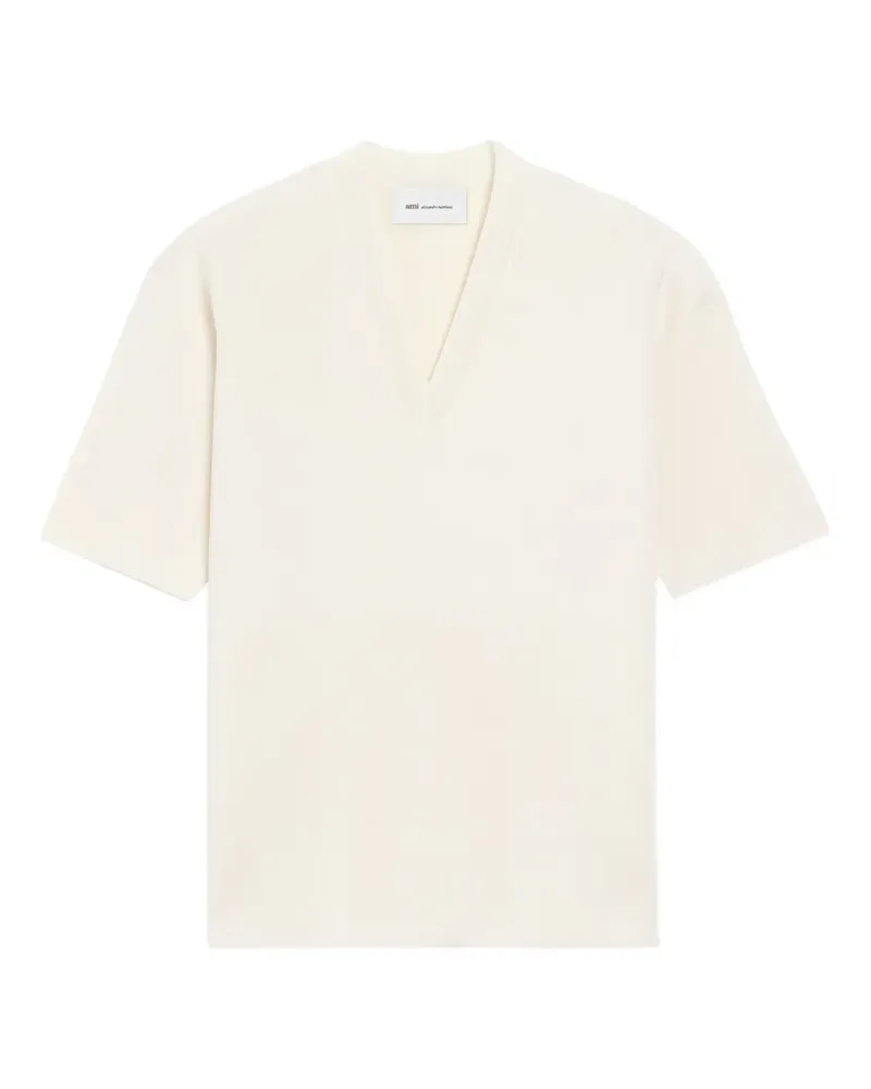 AMI Paris Kurzärmeliger Pullover mit V-Ausschnitt - Nude Nude