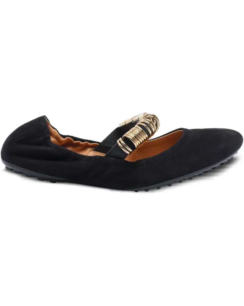 TOD'S Ballerinas aus Wildleder mit Ringdetail - Schwarz Schwarz