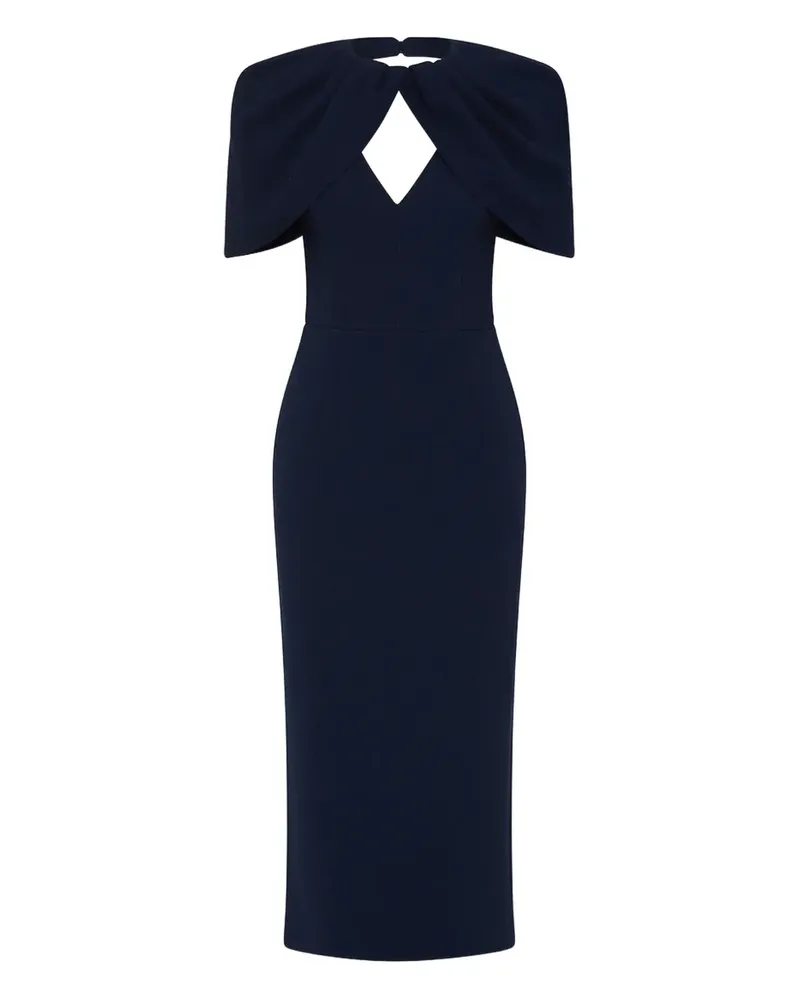 Rebecca Vallance Drapiertes Midikleid mit Puffärmeln - Blau Blau