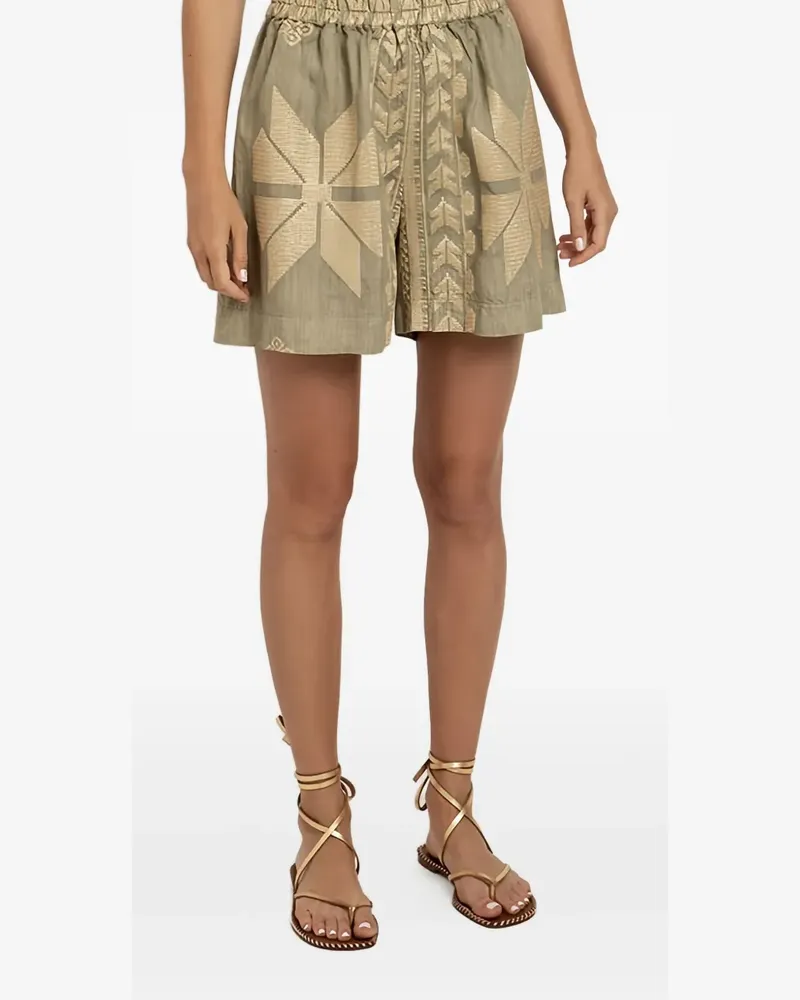 Greek Archaic Kori Aeolis Shorts mit Stretchbund - Grün Grün