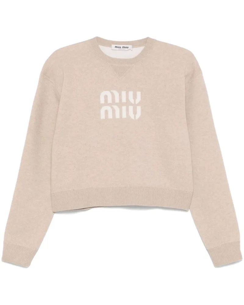 Miu Miu Pullover mit Logo-Intarsie - Nude Nude