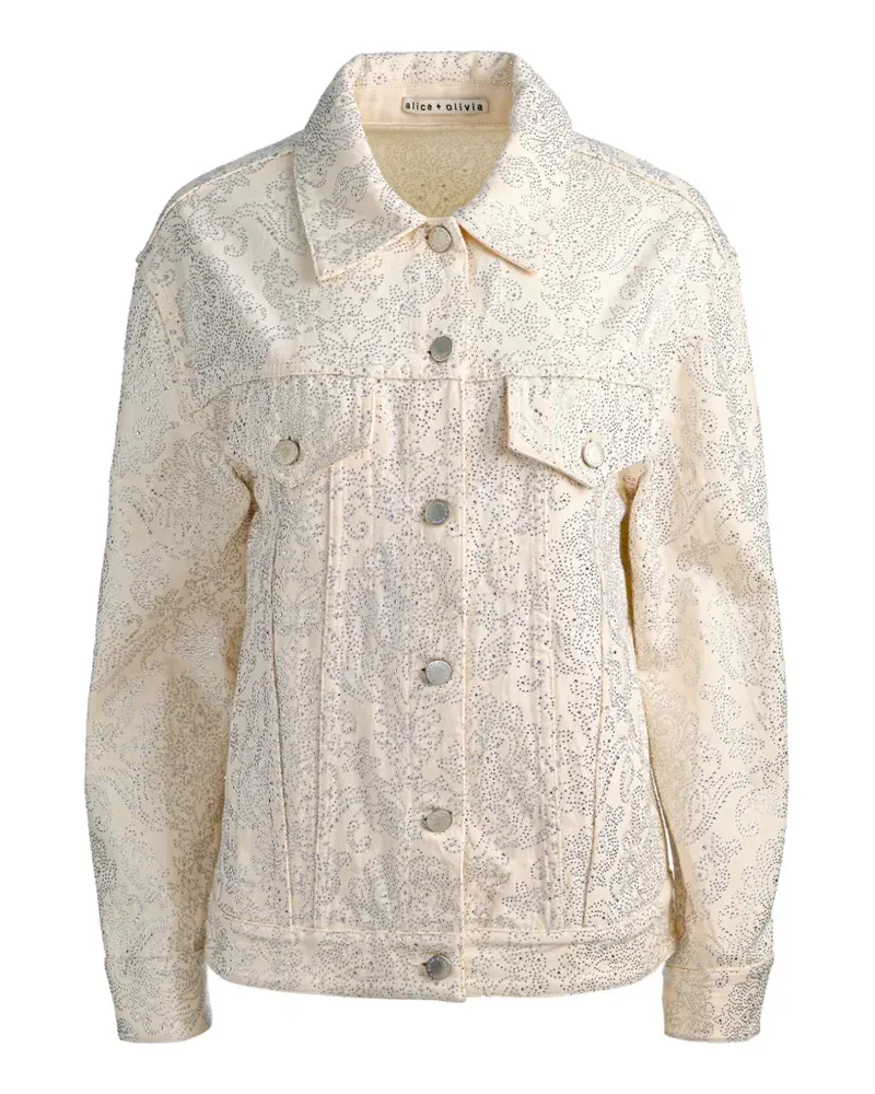 Alice + Olivia Jeff crystal-embellished denim jacket - Weiß Weiß