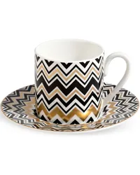 Missoni Home Zig Zag Kaffeetasse mit Untersetzer Weiß