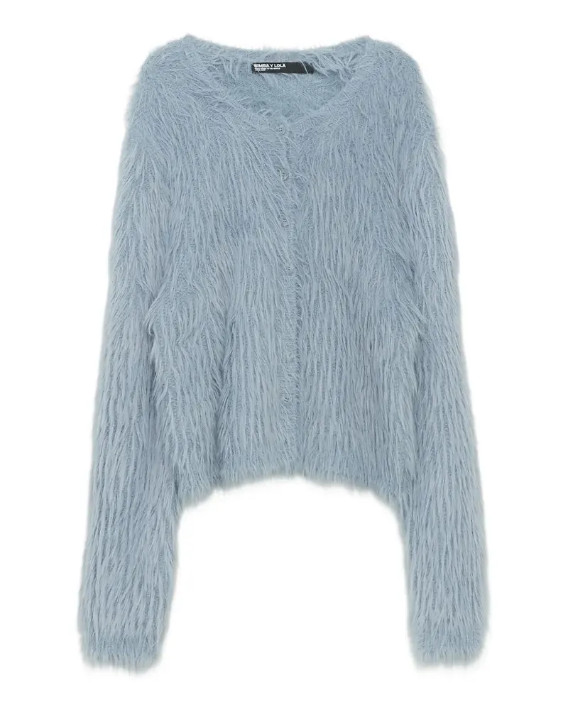 BIMBA Y LOLA Hellblauer Cardigan aus glattem Pelz Blau