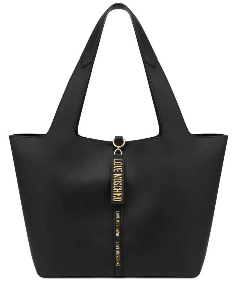 Moschino Handtasche mit Logo-Applikation - Schwarz Schwarz