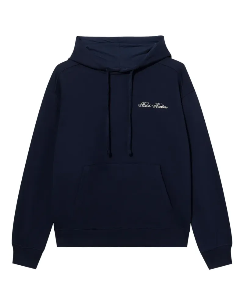 Brooks Brothers embroidered-logo cotton hoodie - Blau Blau