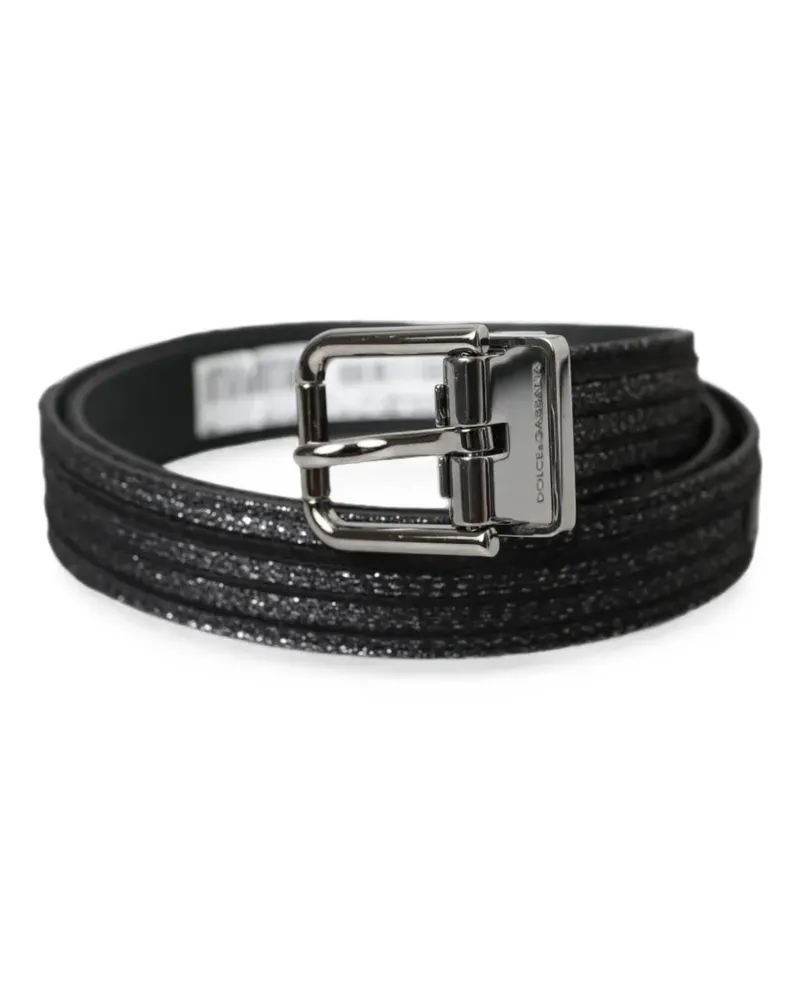 Dolce & Gabbana glitter-finish leather belt - Schwarz Schwarz