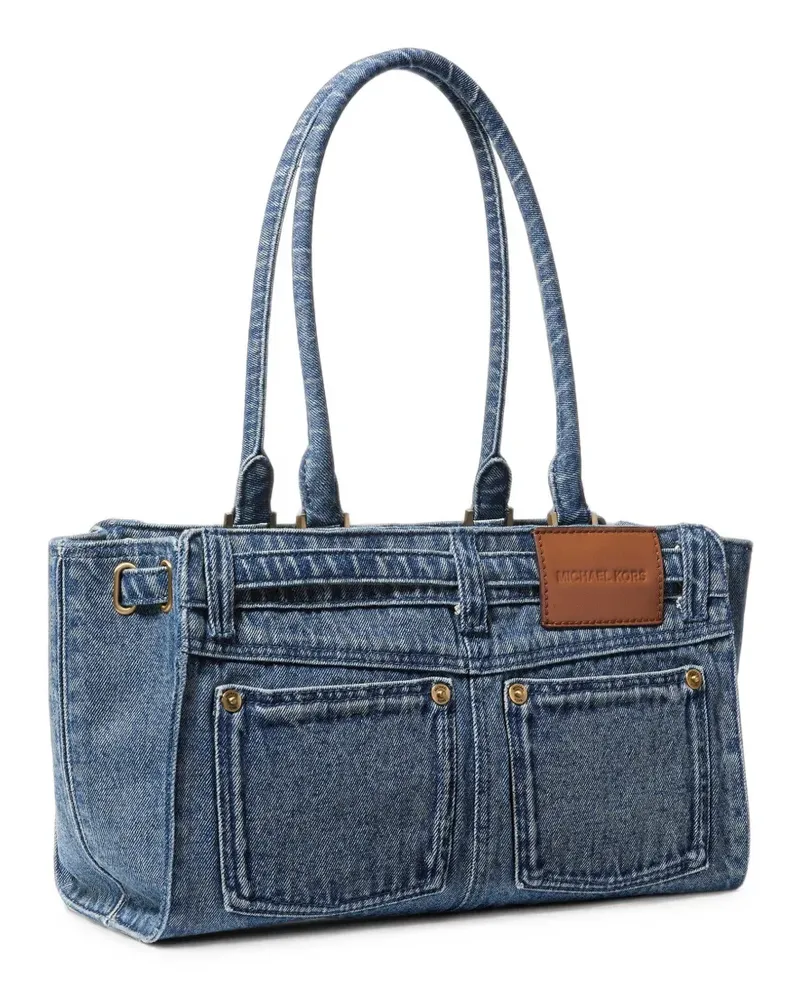 Michael Kors Kleine Hamilton Moderne Satchel-Tasche aus gewaschenem Denim - Blau Blau