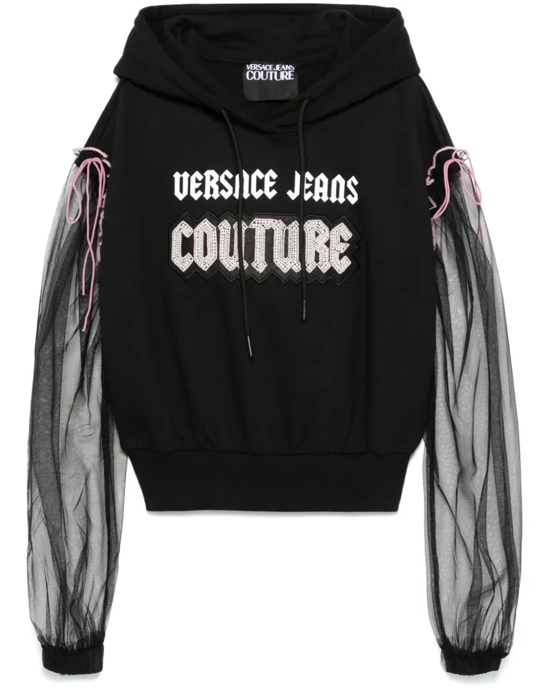 Versace Jeans Hoodie mit verziertem Gothic-Logo Schwarz