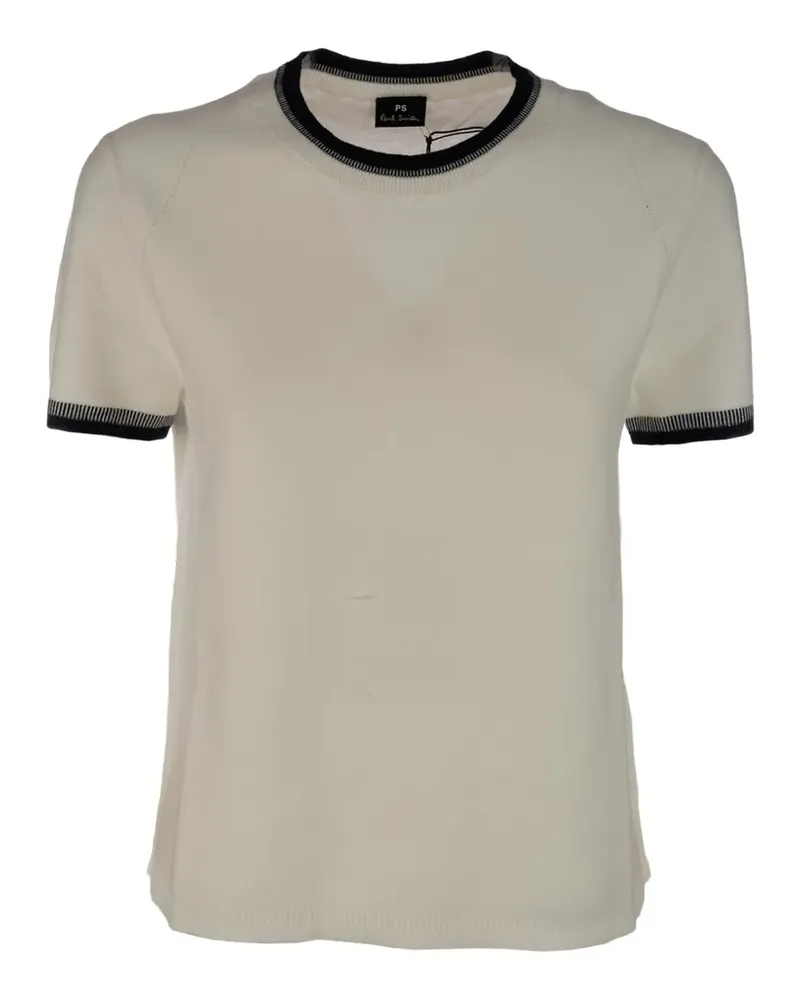 Paul Smith ribbed-trim knitted T-shirt - Weiß Weiß