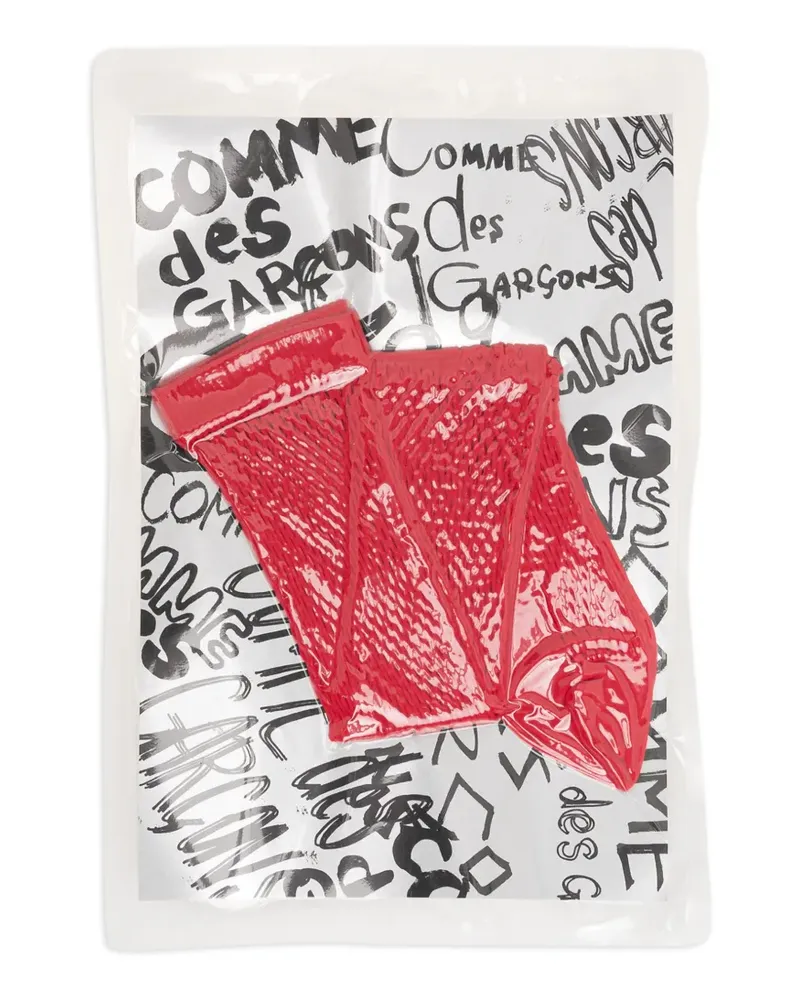 Comme des Garçons Gerippte Socken mit Logo - Rot Rot
