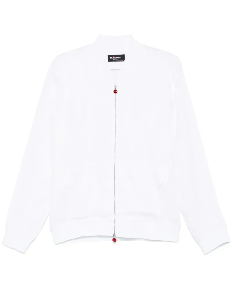 Kiton Bomberjacke aus Leinen - Weiß Weiß