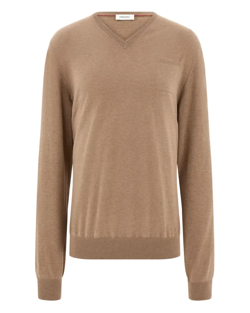 Ferragamo Pullover mit V-Ausschnitt - Nude Nude