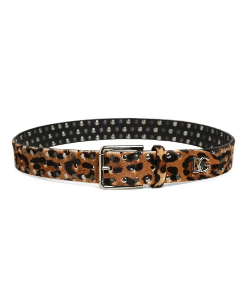 Dolce & Gabbana leopard-print studded belt - Braun Braun