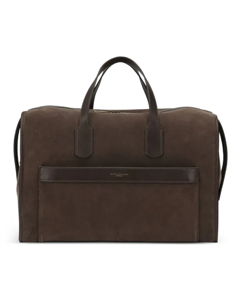 Gianni Chiarini leather-trim suede tote bag - Braun Braun