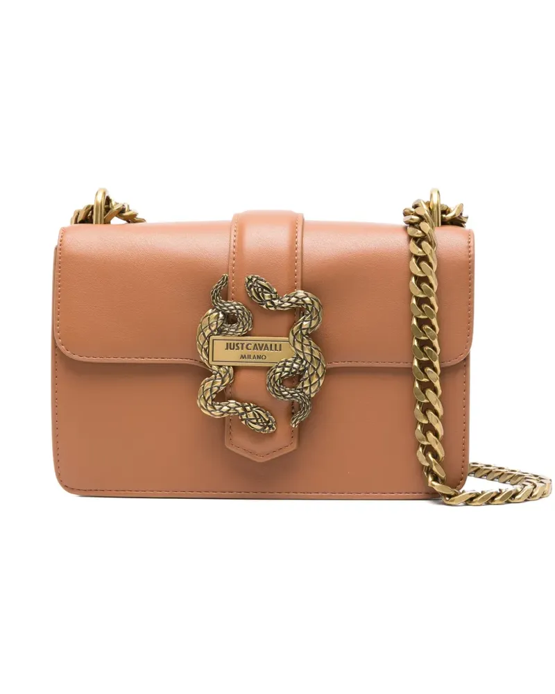 Just Cavalli Schultertasche mit Schlangen-Schnalle - Braun Braun