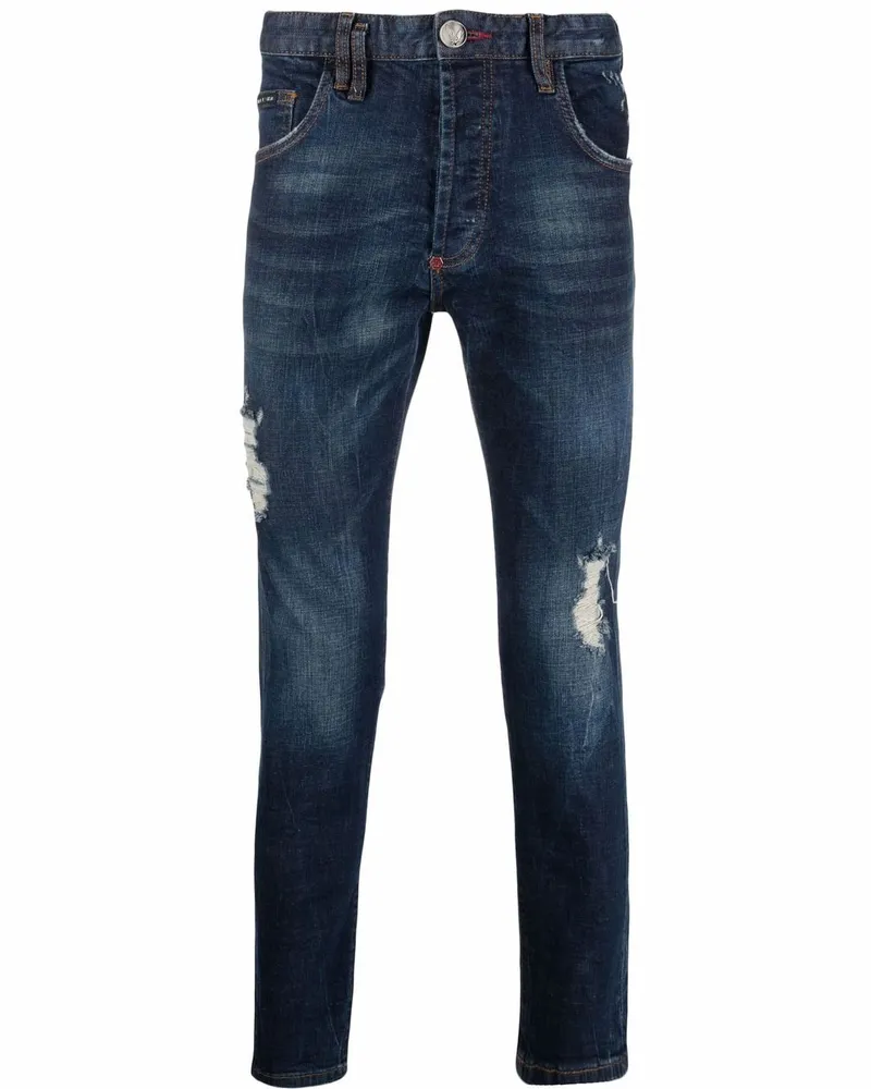 Philipp Plein Gerade Jeans im Distressed-Look - Blau Blau