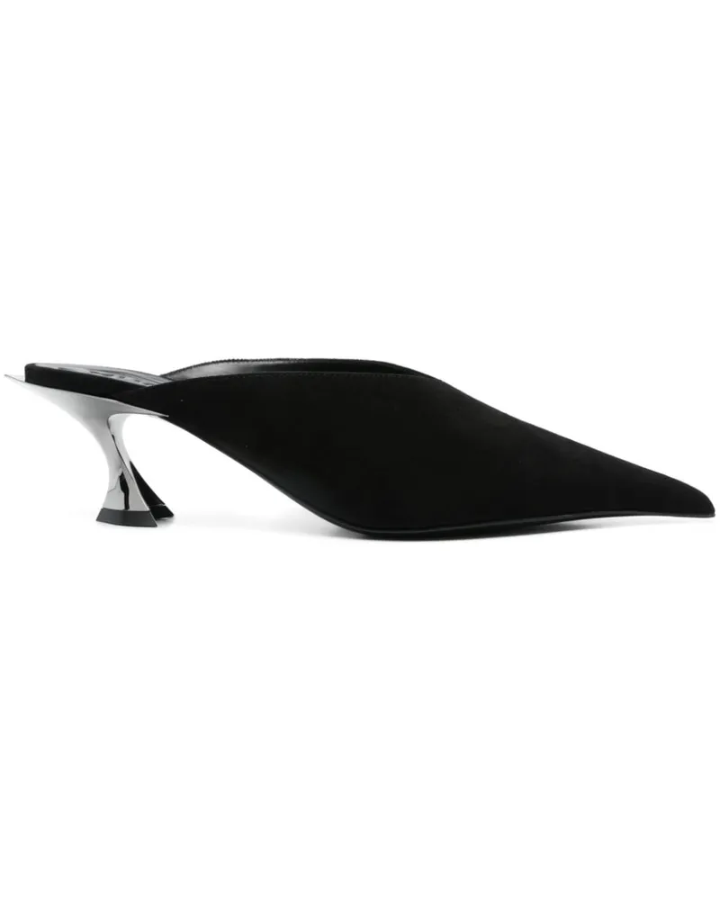 Thierry Mugler Fang Mules aus Wildleder 55mm - Schwarz Schwarz