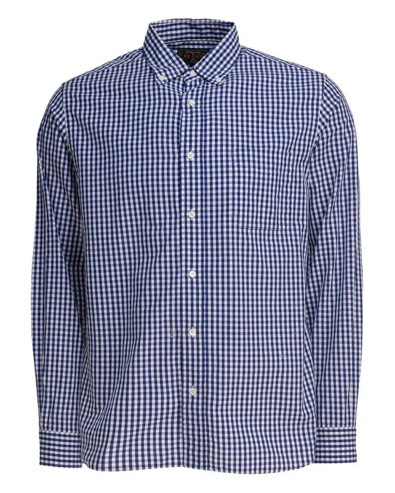 Beams Plus Hemd mit Vichy-Karo - Blau Blau