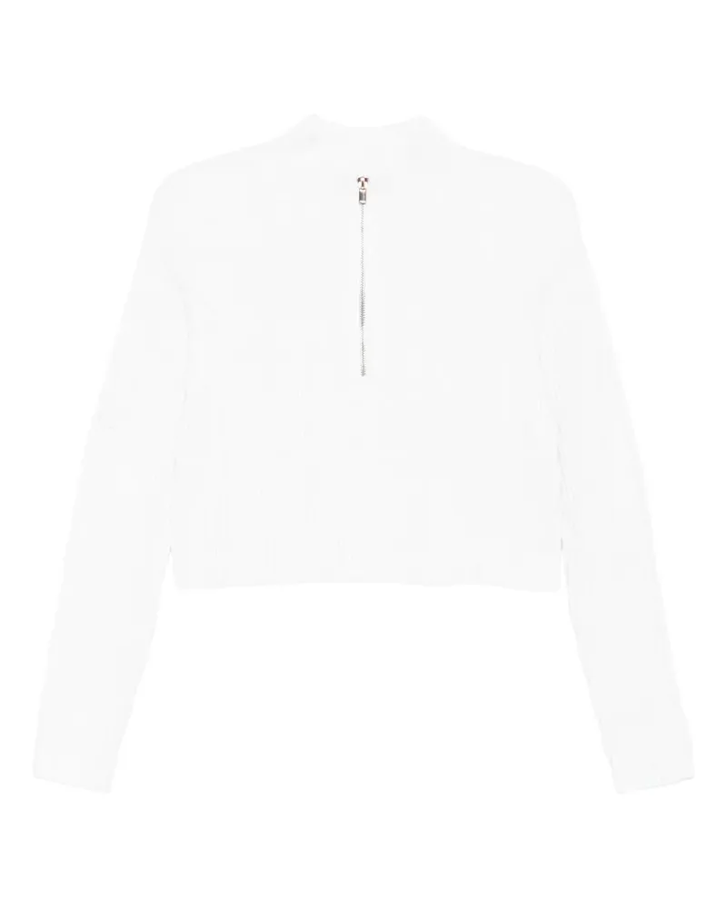 Maje Gerippter Pullover mit kurzem Reißverschluss - Weiß Weiß