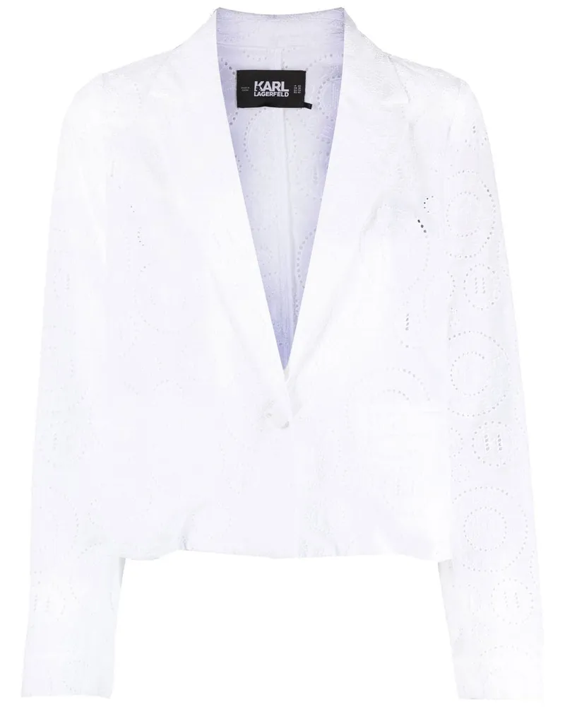 Karl Lagerfeld Cropped-Blazer mit Lochstickerei - Weiß Weiß