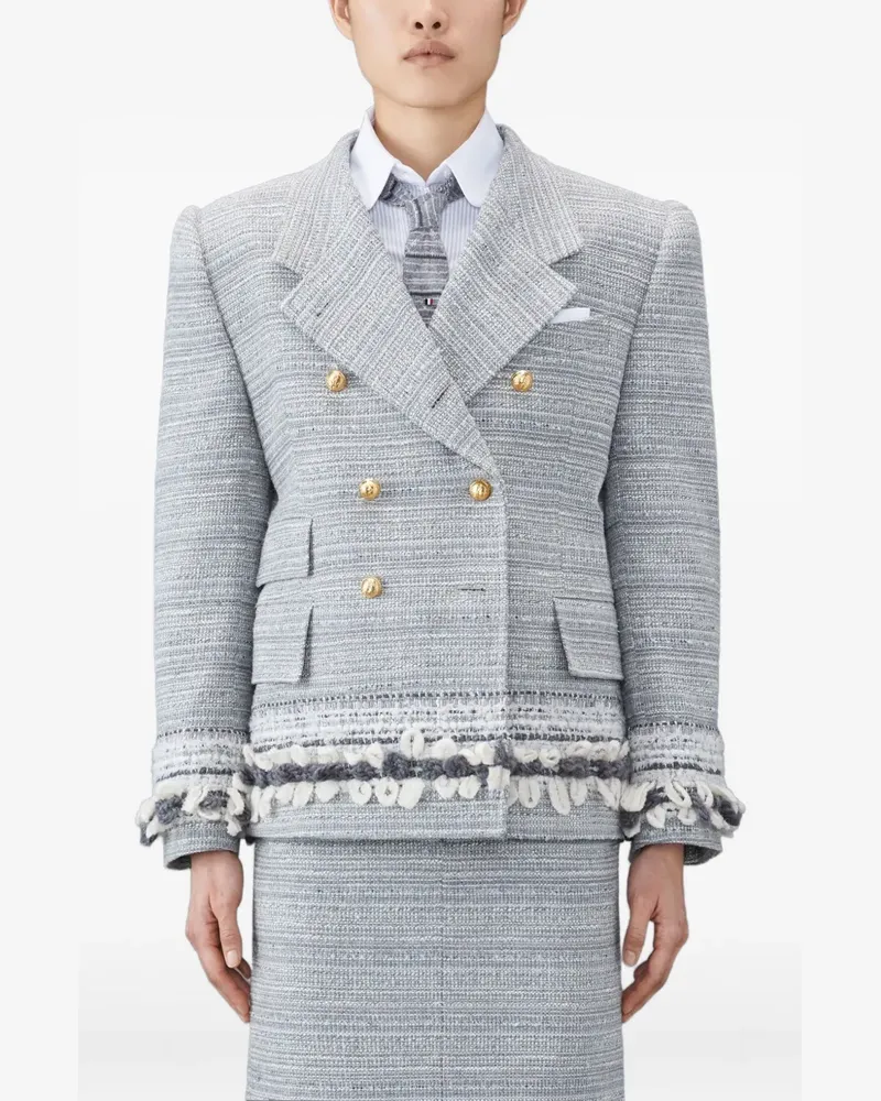 Thom Browne Tweed-Jacke mit Cropped-Schultern - Grau Grau