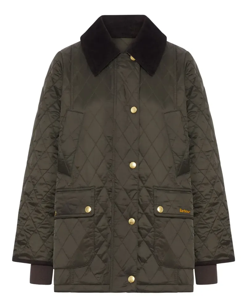 Barbour Gesteppte Jacke mit Cordkragen - Grün Grün