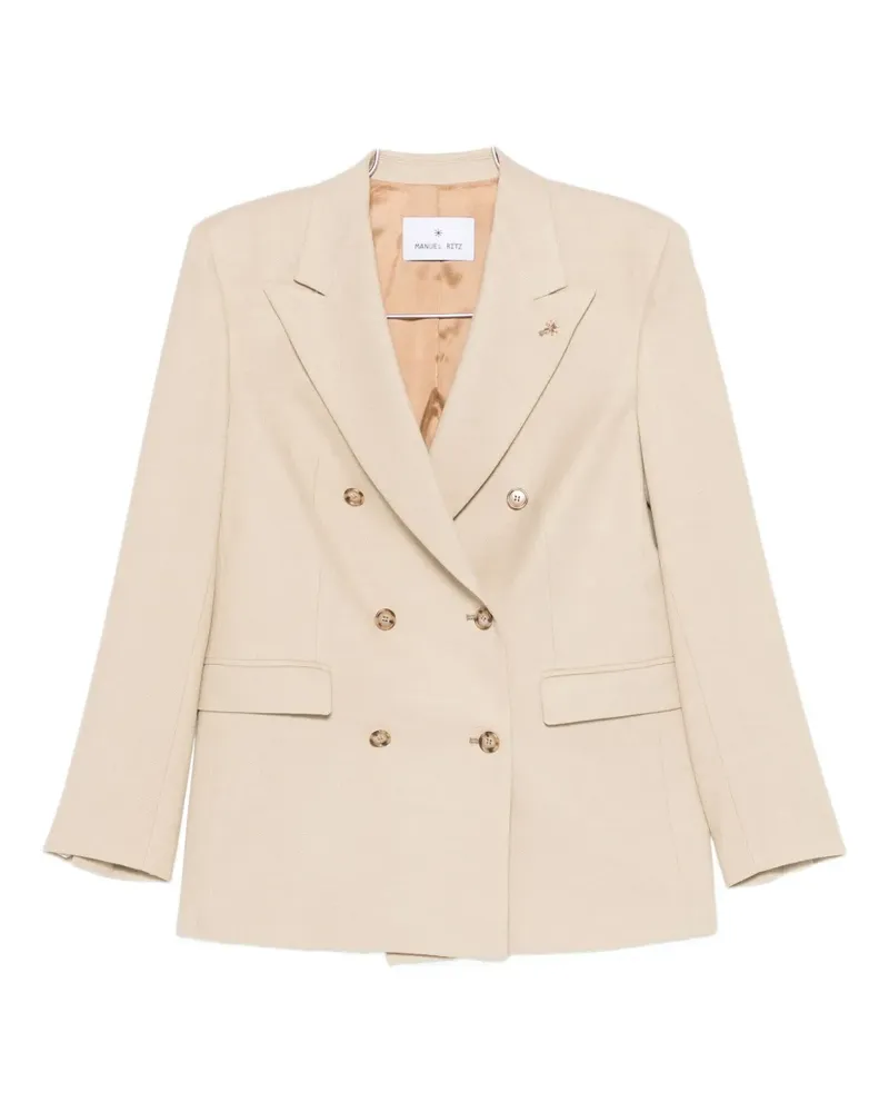 Manuel Ritz Doppelreihiger Flanell-Blazer - Nude Nude