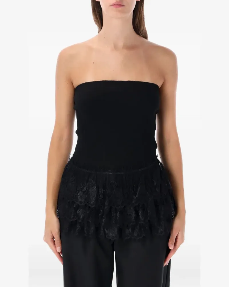 OpéraSPORT Eloisa lace-trim ribbed top - Schwarz Schwarz