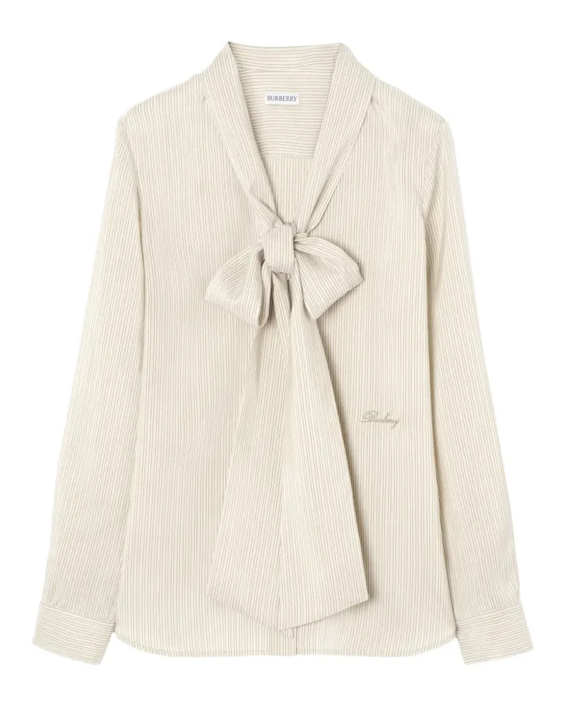 Burberry Gestreifte Seidenschal-Bluse - Nude Nude