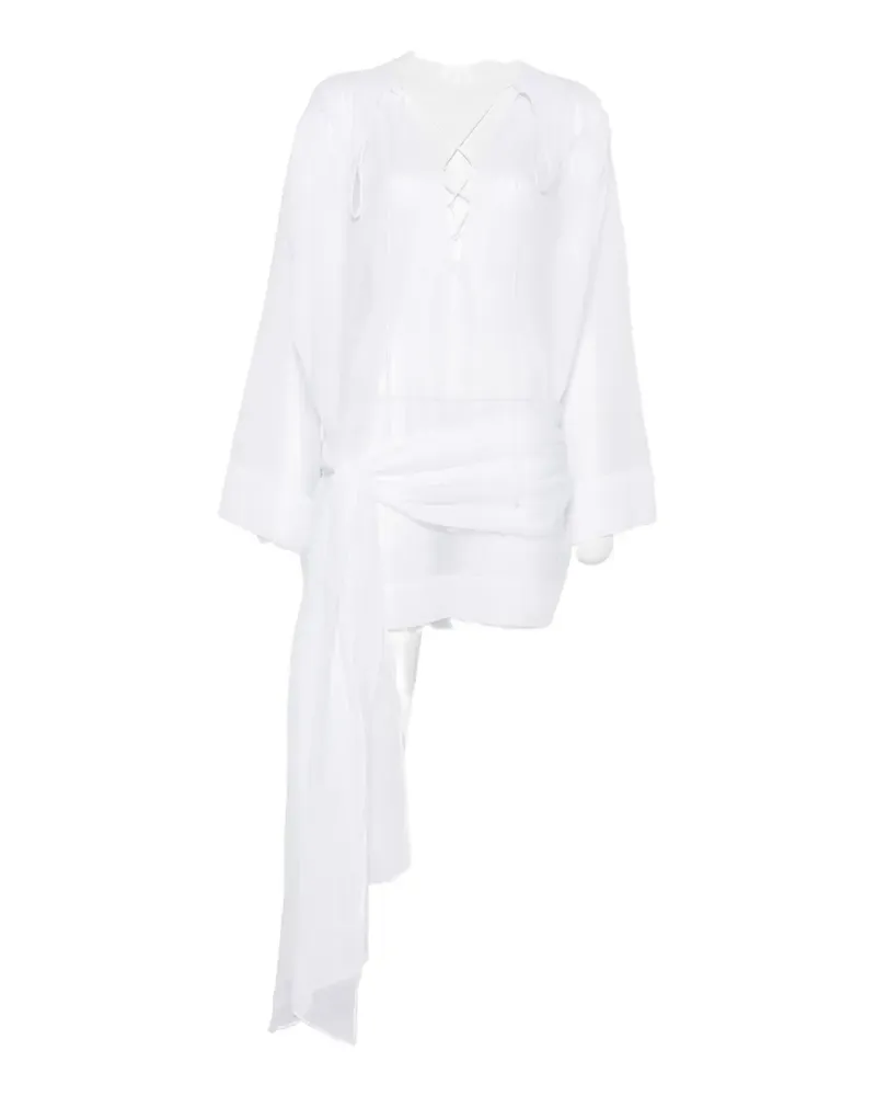 ANDAMANE lace-up knotted-waist mini dress - Weiß Weiß